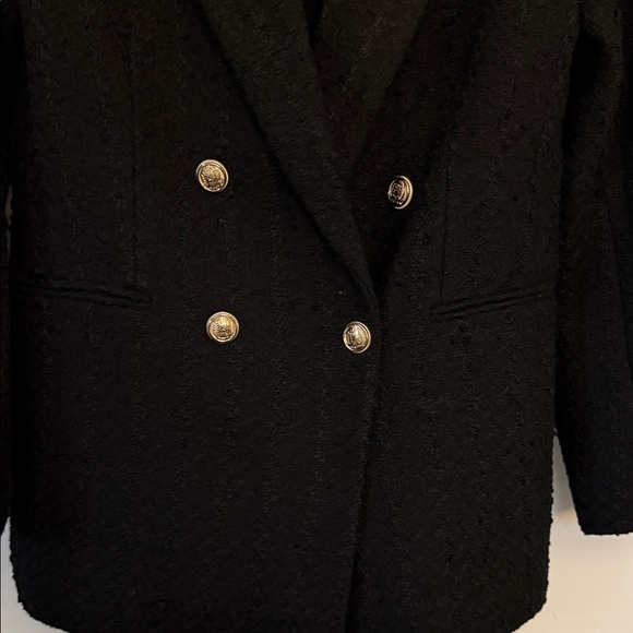 H&M Black Double-Breasted Blazer with Gold Buttons - Picture 3 of 12